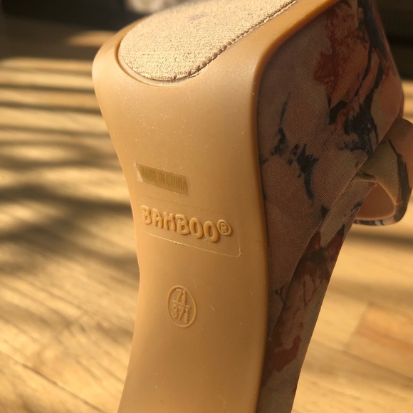 Bamboo Pyramid Studded Straps Chunky Heel